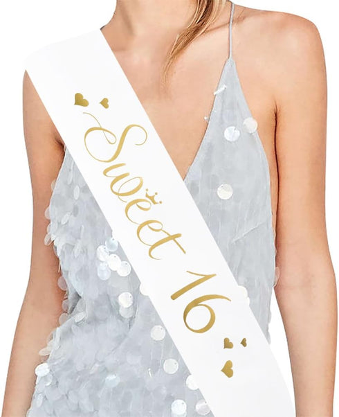 Sweet 16 Satin Sash - 16 Birthday Sash Gift, Party Favors, Supplies and Decorations...