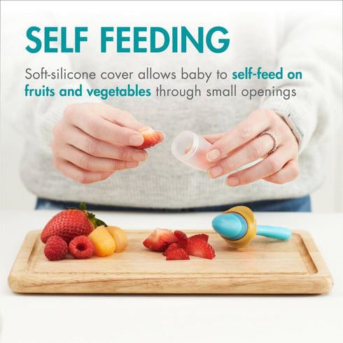 Boon Pulp Silicone Baby Fruit Feeder - Soft Silicone Baby Feeding Set - Fruit and Vegetable Baby Led Weaning Supplies - Baby Feeding Essentials - ...