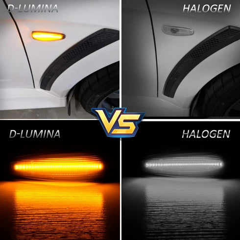 D-Lumina LED Side Marker Light Assembly Smoked Lens Sequential Blink Amber for Mitsubishi Lancer Evolution X Mirage Outlander Sport Front Fender S...