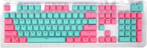 Catekro PBT Keycaps, 104 Keys Standard Doubleshot Keycap Set, OEM Profile, Translucent Keycaps for DIY Mechanical Keyboard(Cyan+Pink)...