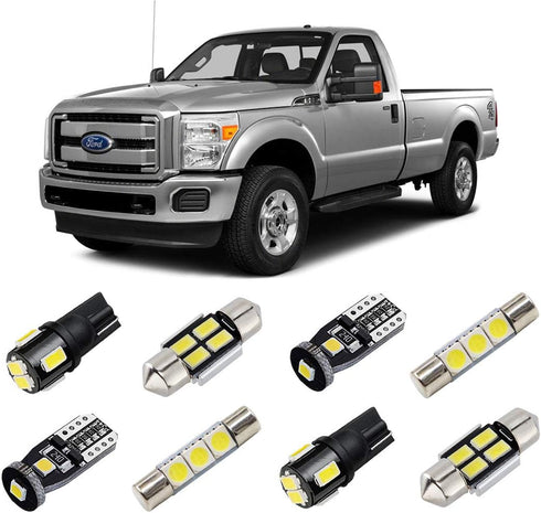 White Interior LED Lights Kit for 1999-2016 Ford F250 F350 F450 F550 F-Series Super Duty Trucks Super Bright 6000K Interior LED Bulbs Package + Ca...