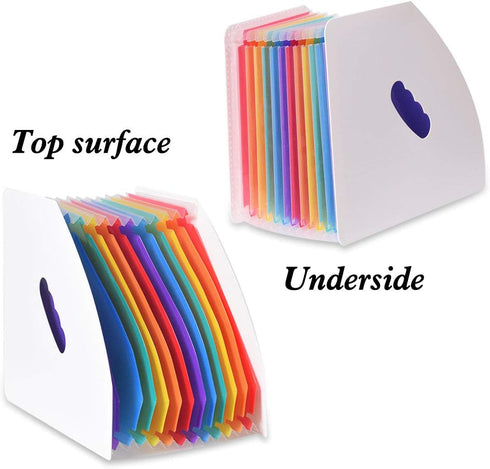 SAYEEC Rainbow Expanding File Holder Folder Standing A4 Vertical Mini File Organizer Magazine Basket Desktop 13 Pockets File holder with handle fo...
