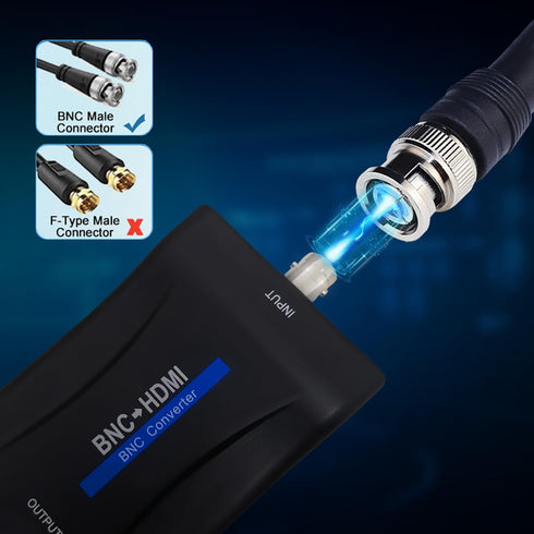 BNC to HDMI Converter,Coax to Hdmi Adapter, BNC to Hdmi Adapter,CVBS PAL/NTSC 720P/1080P Video Adapter HDCP Hook Security Camera CCTV DVRs Surveil...
