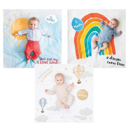 lulujo Baby First Year Milestone Blanket and Cards Set, A Dream Come True...