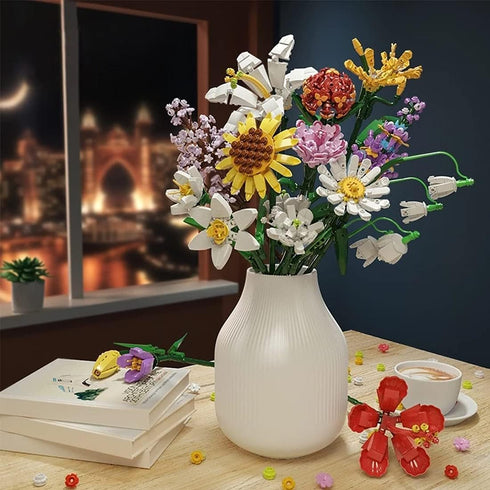 Flower Bouquet Building Blocks Kits Sunflower 601252, Artificial Flowers Building Project to Release Stress and Focus The Mind, for Birthday Gifts...