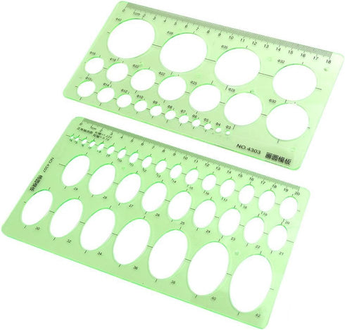 XYBAGS 2PCS Professional Quality Circle and Oval Template Measuring Templates Ruler for Office/Creative Studio/Personal Drawing/Drafting...