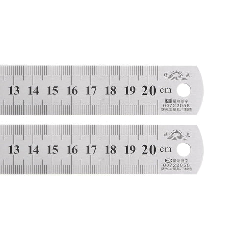 2Pcs Stainless Steel Ruler 20cm/8" Length x 1/36" Thick x 1" Wide Inch and Metric Straight Edge Measuring Tools for Woodworking Painting Craft, Si...