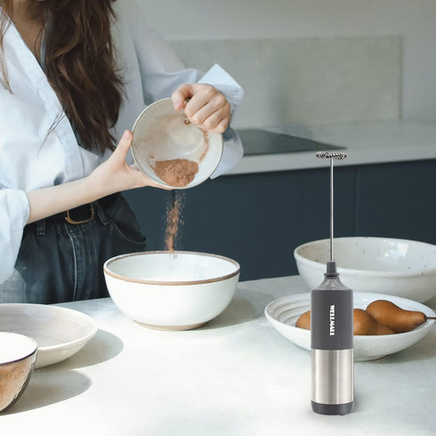 Milk Frother Handheld Battery Operated, Waterproof Electric Whisk Foam Maker for Coffee, Durable original Drink mixer for Latte, Cappuccino, Hot C...