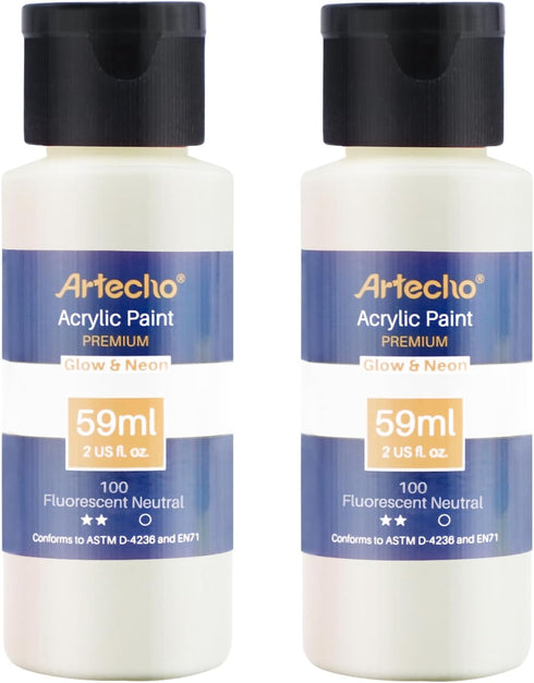 Artecho Glow in the Dark Paint, Neon Neutral 59ml,2oz Bottle, Fluorescent Acrylic Paint for Decoration, Art Painting, Outdoor and Indoor Art Craft...
