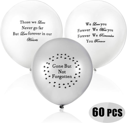Gejoy 60 Pieces Memorial Balloons Funeral Remembrance Balloons to Release in Sky Memorial Day Decorations Celebration of Life Ideas for Death and ...