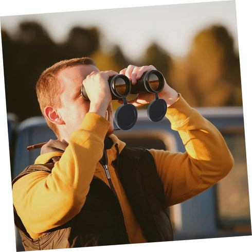 Objective Lens Caps 1 Set Eyepiece Cover Protection Objective Lens Cover Binocular Lens Caps Protective for Binoculars Black Rubber Camera Lens Ac...