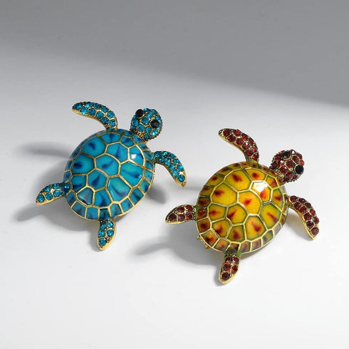 Turtle Animal Brooch Pin Exaggerated Long Life Tortoise Lapel Pin Retro Crystal Sea Animal Safty Pin Women Men Clothes Decor Birthday Gift for Mom...