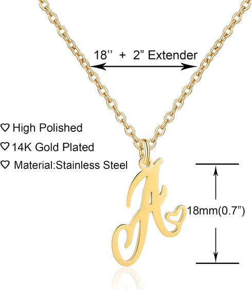 Gold Heart Initial Necklaces for Women, Minimalist Initial Heart Necklaces for Her, Dainty Alphabet Letter Pendant Necklaces Gift Jewelry...