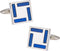 Unique Men's Blue Enamel Square Cufflinks with Travel Presentation Box...