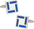 Unique Men's Blue Enamel Square Cufflinks with Travel Presentation Box...