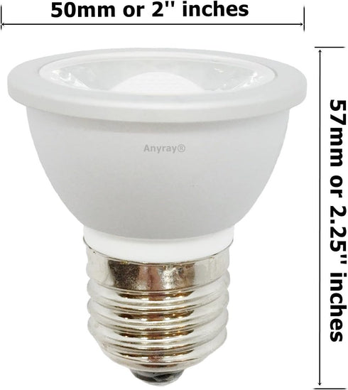 Anyray 2-LED Light Bulbs HR16 120V E27 MR-16 JDR C Hood Lamp Short Neck E26 (Warm White)...