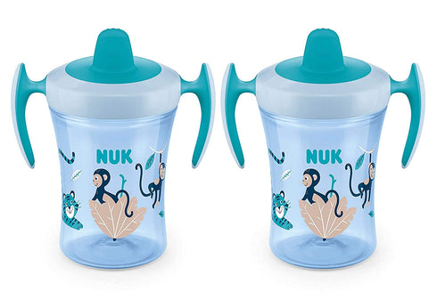 NUK Evolution Soft Spout Learner Cup (Blue Monkey, 2 Pack)...