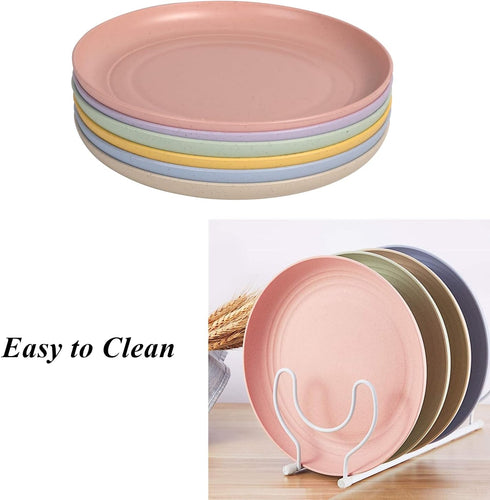 Wheat Straw Plates Lightweight Unbreakable Dinner Dishes Plates Set Dishwasher & Microwave Safe (Small 6 Pack 5.9')...