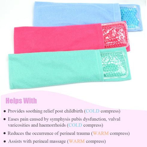 Perineal Cooling Pad, Postpartum Cold Packs Gel Bead Ice Pack Cold Therapy for Women After Pregnancy and Delivery, 2 Ice Pack and 3 Cover (Teal)...