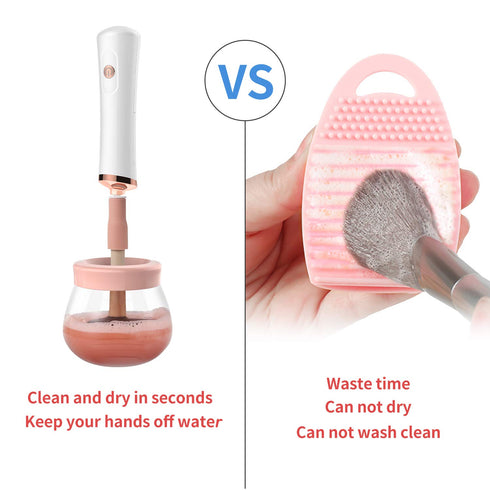 Senbowe Upgraded Makeup Brush Cleaner and Dryer Machine, Electric Cosmetic Automatic Brush Spinner with 8 Size Rubber Collars, Wash and Dry in Sec...