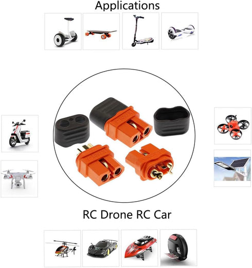 5Pcs XT60i Connector XT60I-F Plug Female with Sheath Housing for RC Lipo Battery FPV Drone Solar Batteries...