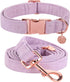 DOGWONG Cotton Dog Collar Leash Set, Purple Pet Collar Durable Adjustable Puppy Dog Collar for Small Medium Large Dogs...