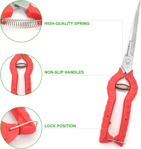 Extra Long Stainless Steel pruners Bonsai Plant Trimming Scissors for thorny roses plant Flowers Harvesting Herbs Fruits or Vegetables prune corne...