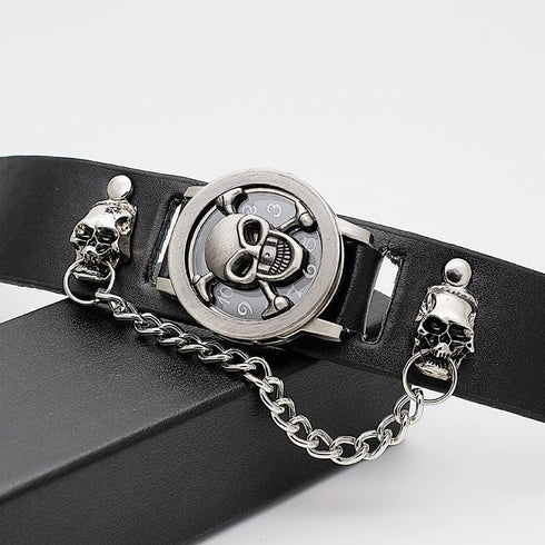 Punk Skull Men's Wrist Watch&Women's Watch,Skull Flip Cover Watch,Skull Ornament+Chain Elements,Fashion for Cosplay Lovers...