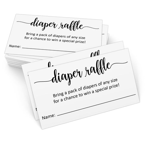 321Done Diaper Raffle Tickets, Made in USA - 3.5x2 White, With Name Line, Baby Shower Game, Enter to Win Drawing, Prize, Small - Set of 50...