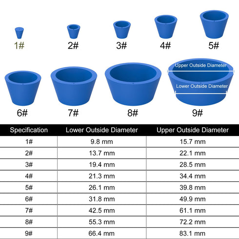 Filter Adapter Cones, 9 Pack Tapered Collar Rubber Stopper Buchner Funnel Flask Cones Adapter Set with Smooth Surface Durable Wear-Resistance Filt...