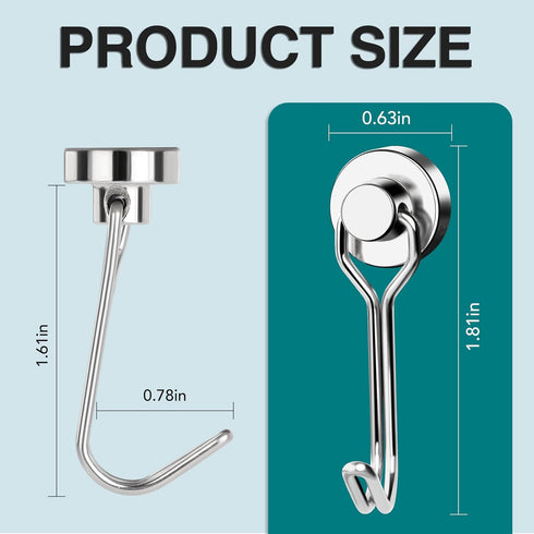 TRYMAG Magnet Hooks, 25LBS Swivel Neodymium Magnetic Hooks for Hanging, Rare Earth Magnet Hook for Refrigerator, Kitchen, Locker, Cruise Cabin, Do...