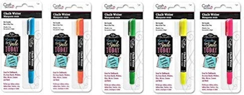 Craft Decor Chalk Writer Bundles (Pen for Writing Glass Windows/Mirror/Windshield) (Blue-Orange-Green-Yellow-Pink)...