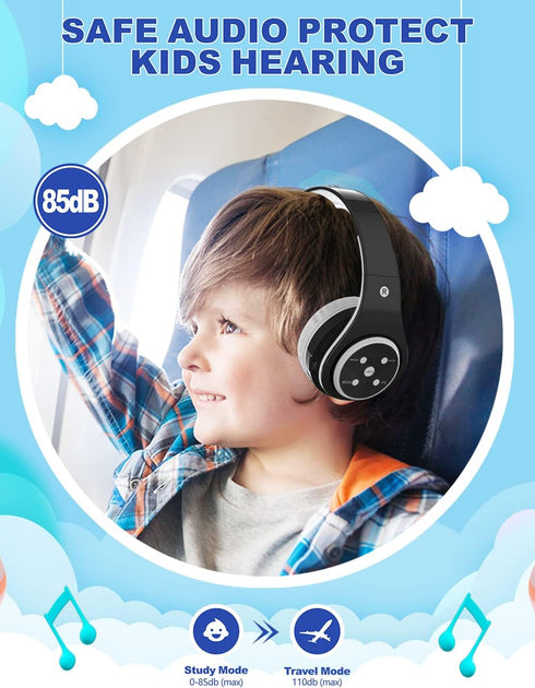 Kids Bluetooth Headphones 85db/110db Volume Limit Wireless/Wired Aux Port Foldable Noise Protection Over-Ear Build-in Mic Headphones for Kids Adul...