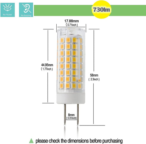 G8 LED Bulb Dimmable 7W Equivalent to G8 Halogen Bulb 75W-80W, GY8.6 /G8 Bi-Pin Base Light Bulb AC 120V G8 Bulb for Under Cabinet Light, Under Cou...
