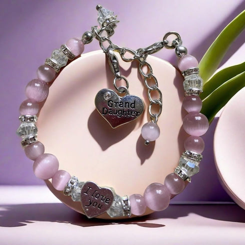DOLON Gift for Granddaughter Bracelet Jewelry with Rhinestone Balls Faux Pearl...
