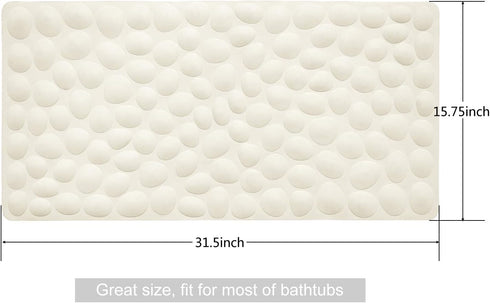 Non-Slip Bathtub Mat OTHWAY Soft Rubber Bathroom Bathmat with Strong Suction Cups (Beige)...