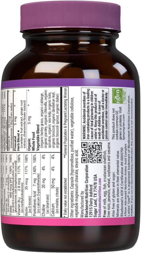 Bluebonnet Nutrition Ladies’ One Prenatal Whole Food-Based Multiple, Daily Nutrition*, Prenatal & Postnatal Health*, Non-GMO, Kosher, Gluten-Free,...