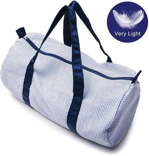 Kids Travel Overnight Bag Seersucker Carry On Lightweight Weekender Duffel Bag for Boys and Girls (Navy)...
