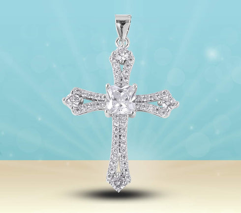 Shop LC Cross Necklace for Women White Cubic Zirconia Pendant Christian Jewelry Faith Religious Stainless Steel Size 20" Catholic Faith Christian ...