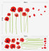 Esmee DIY Red Poppies Beautiful Flowers Vines Stick Wall Decals, Living Room Bedroom Children Room Nursery...