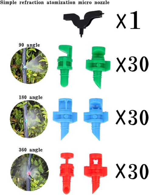 90 pcs, 90/180/360 Angle Sprinklers Miniature Garden Lawn Water Spray Atomization Sprinkler Nozzle Irrigation System Plant Waterer Garden Irrigati...