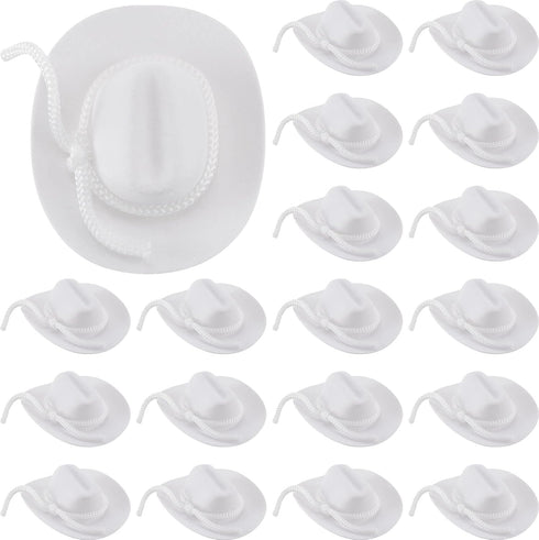 24 Pcs Mini Cowgirl Hat Cowboy Miniature Hat Western Wedding Doll Hats for Birthday Decorations Favors, 2 Inch (White)...