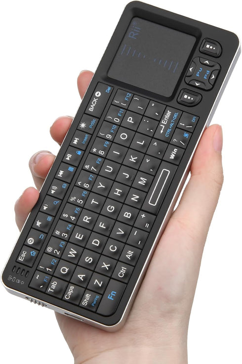 Rii K06 Mini Bluetooth Keyboard,Backlit Keyboard with IR Learning, Portable Lightweight with Touchpad Compatible with Android TV Box/Mac/Windows/H...