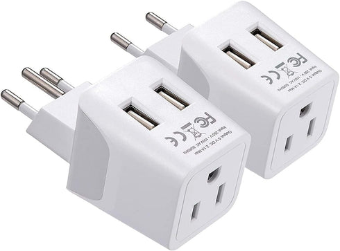 Ceptics Switzerland Travel Plug Set - with 2 USB + USA Socket Input - Type J and Type C- Ultra Compact - Safe Grounded Perfect for Cell Phones, La...