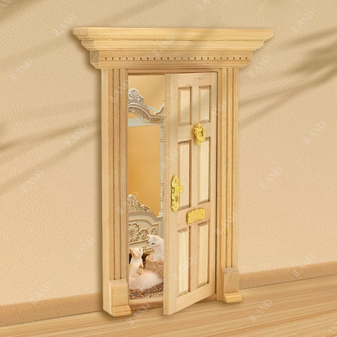 iLAND Dollhouse Door on 1:12 Scale, Miniature Door w/Handle & Knocker (Neoclassical Mini Door)...
