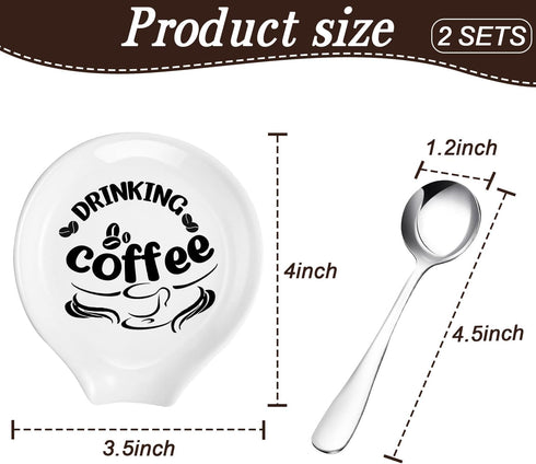 4 PCS Coffee Spoon Rest and Spoon Teaspoon Rest Ceramic Coffee Spoon Holder Rests for Coffee Station Decor, Small Porcelain Spoon Holder 3.5 Inch ...