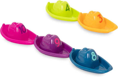 Battat – 10 Bath Boats – Numbered & Stackable Bathtime Toys – Floating Toy Boats For The Bath, Pool, Beach – Educational Toys – 6 Months + – Stack...
