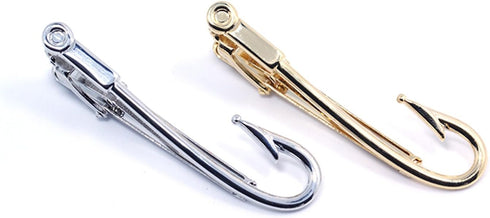 Fishing Hooks Tie Clips Bar Tacks Mens Silver Golden Tone Leisure Fishermen Sportsmen Fathers Dad Husband Activities...