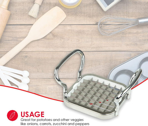 French Fry Cutter By Home Basics, French Fry Cutter Stainless Steel French Fry Slicer | With Easy Grip Handles,Silver...