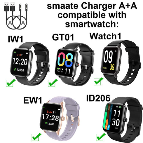 Smart Watch Cables Compatible with TOZO S3, Woneligo W13, Gydom Amzhero IDW13, MILOUZ IDW19, Fitpolo IDW15, Tensky ENOMIR ID208BT, SKG V7 V7PRO, I...